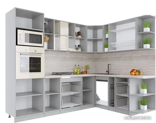 Готовая кухня Интерлиния Мила Крафт 1.88x2.6 правая (дуб полярный)