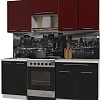 Кухня Интерлиния Мила Пластик 2.0 А (черный глянец/бордо глянец/опал светлый)