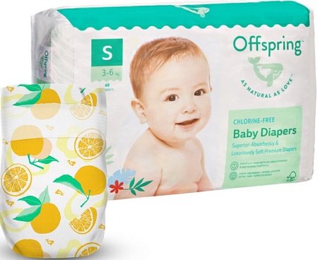 Подгузники Offspring M 6-10 кг Апельсины (42 шт)