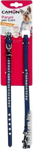 Ошейник с поводком Camon DC163/A (с поводком джинсовый со стразами синий)