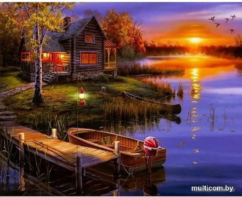 Алмазная мозаика Darvish Домик у озера на закате DV-9516-9