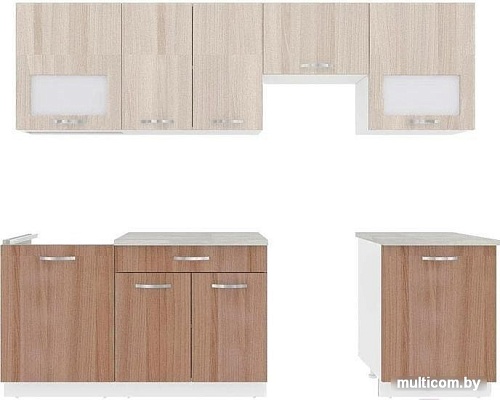 Кухня ВерсоМебель Эко-5 2.5 (ясень шимо светлый/ясень шимо темный)