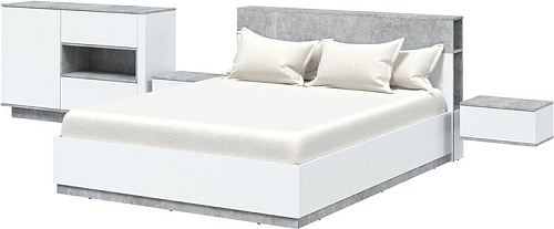 Комплект мебели для спальни Интерлиния Quartz-15 (белый платинум/бетон)