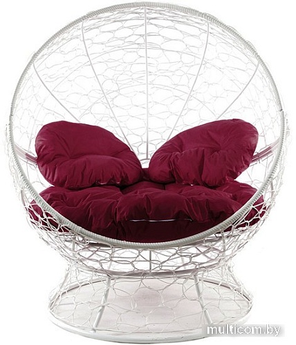 Кресло M-Group Апельсин 11520102 (белый ротанг/бордовая подушка)
