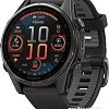 Умные часы Garmin Fenix 8 Sapphire 43мм (титановый угольно-черный DLC, пепельно-серый ремешок)