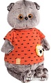 Мягкая игрушка Basik & Co Басик в оранжевой футболке в рыбки с львенком (19 см)