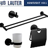 Набор аксессуаров для ванной Lauter 21SH72062 + 21SH72092 + 21SH72102 + 21SH70022 (Matt Black, 4 предмета)