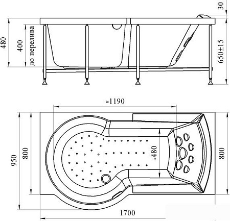 Ванна Radomir Валенсия 170x95
