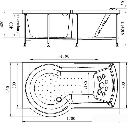 Ванна Radomir Валенсия 170x95