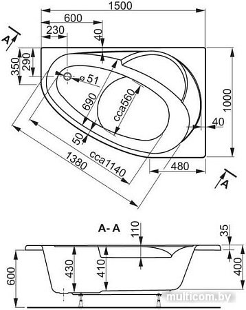 Ванна VagnerPlast Flora 150x100