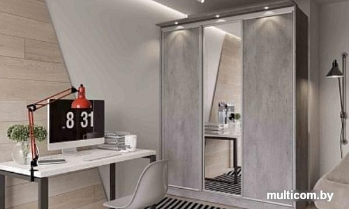 Шкаф-купе Глазов Домашний 1800 ЛДСП с зеркалом (atelier светлый)