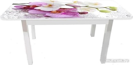 Кухонный стол Solt Рита 2с №3 (кромка белая/царга белая/ноги квадратные белые)
