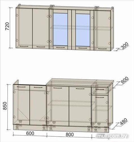 Кухня Интерлиния Мила 17-60 (дуб венге/красный)