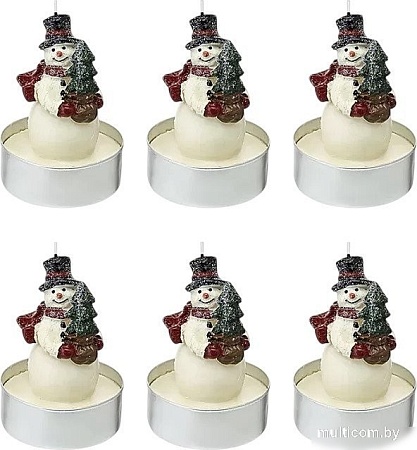 Набор свечей Tkano New Year Essential Festive snowman TK24-NY_CND0010 (6 шт, белый/красный)