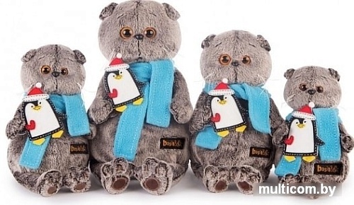 Мягкая игрушка Basik & Co Басик в шарфике и с пингвином (19 см)