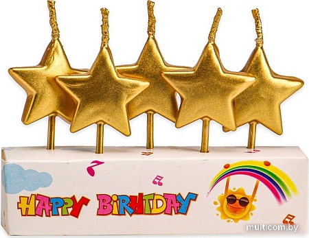 Набор свечей для торта Miland Золотые звездочки С-2542 (5 шт)