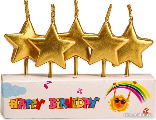 Набор свечей для торта Miland Золотые звездочки С-2542 (5 шт)