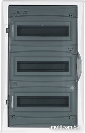 Бокс пластиковый Elektro-Plast Eco Box 3x12M, N/PE 4x 6x16+3x10mm2, дымчатая пласт. дверь, белый RAL9003, 560x354x107mm, IP40