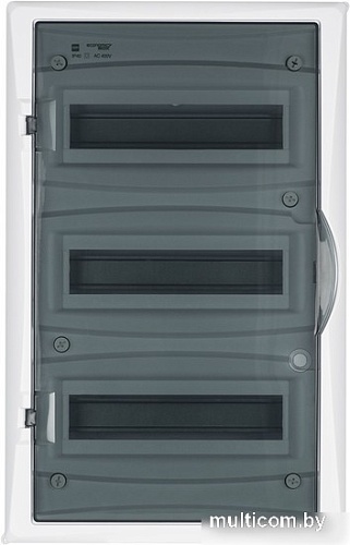 Бокс пластиковый Elektro-Plast Eco Box 3x12M, N/PE 4x 6x16+3x10mm2, дымчатая пласт. дверь, белый RAL9003, 560x354x107mm, IP40