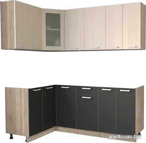 Готовая кухня Интерлиния Мила 12x20 без столешницы (дуб молочный/дуб венге)