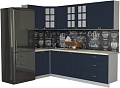 Готовая кухня Интерлиния Мила Деко 1.2x2.6 (индиго/индиго/опал светлый)