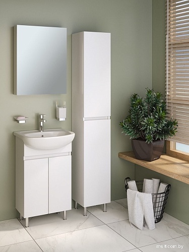 Runo Тумба с умывальником Runo Лада 50 + Уют 50 (напольная, белый)