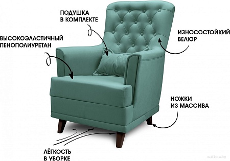 Интерьерное кресло Mio Tesoro Каприз (Velutto 43/шоколад)