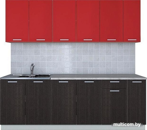 Кухня Интерлиния Мила Лайт 2.3 (красный/дуб венге)