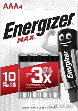 Батарейка Energizer MAX E92 LR03/AAA BP4/48 4 шт