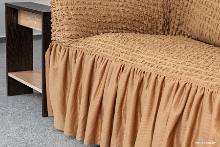 Комплект чехлов для дивана и кресла Софатэкс Стандарт КПО-5 (с оборкой кофе с молоком)