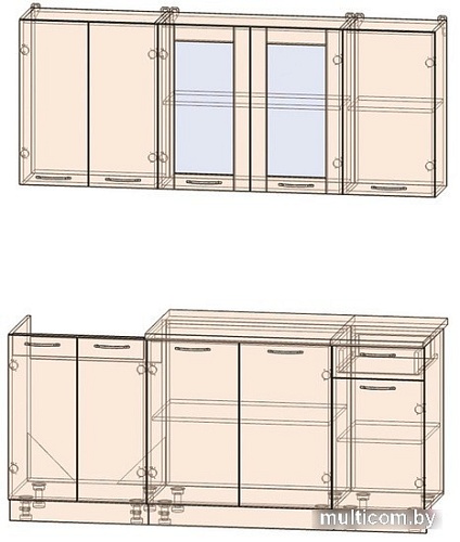 Готовая кухня Интерлиния Мила 18-60 (бетон-антрацит-травертин)
