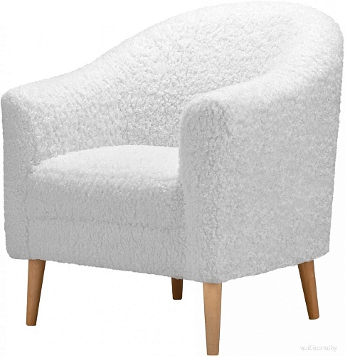 Интерьерное кресло Mio Tesoro Арти (барашки Eskimo 01/натуральное дерево)
