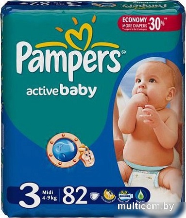 Подгузники Pampers Active Baby 3 Midi Jumbo Pack (82 шт)