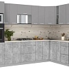Готовая кухня Интерлиния Мила Лайт 1.88x3.0 правая (серебристый/бетон/бискайская сосна)