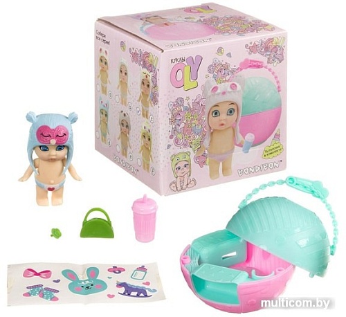 Кукла Bondibon OLY в шапочке-ушанке с животным ВВ3890