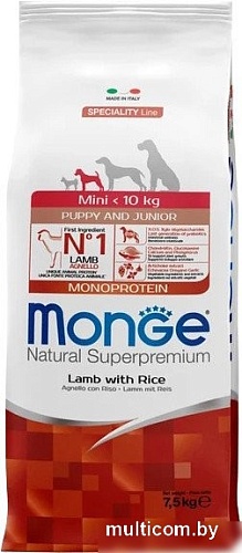 Сухой корм для собак Monge Speciality Line Monoprotein с ягненком и рисом 7.5 кг