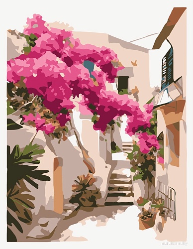 Картина по номерам Рыжий кот Цветущие улочки Испании Х-3854