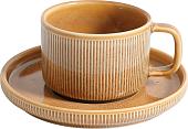 Чашка с блюдцем AksHome Stria 200мл (фарфор/пшеничный)