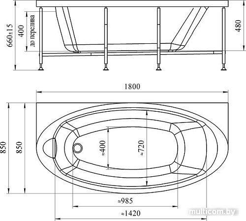 Ванна Radomir Неаполи 180x85
