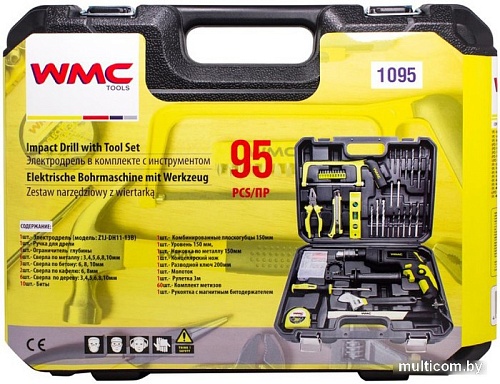 Безударная дрель WMC Tools 1095 (набор оснастки)