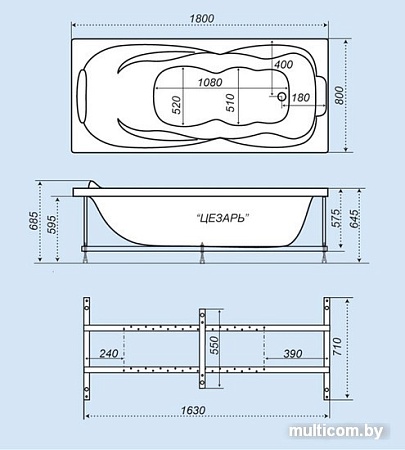 Ванна Triton ЦЕЗАРЬ 180x80
