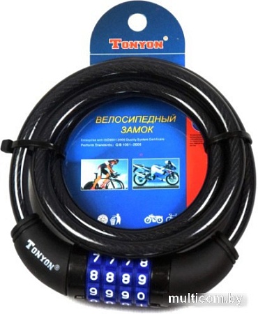 Тросовый велосипедный замок Tonyon 10x1200 5231C-1012 (черный)