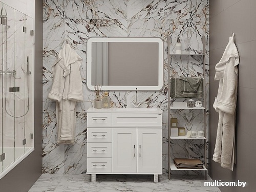 Мебель для ванных комнат Misty Купер-90 с 4 ящ. белая правая П-Куп01090-0124ЯП