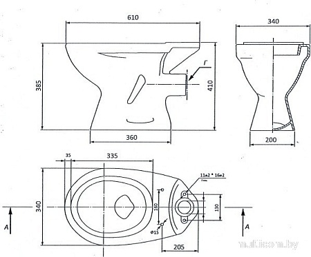Унитаз напольный Лобненский стройфарфор Универсал Стандарт 10/1/5/3-53