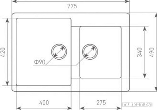 Кухонная мойка Zigmund & Shtain Rechteck 400.275 (млечный путь)