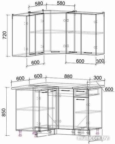 Угловая кухня Интерлиния Мила Лайт 1.2x1.2 (салатовый/дуб венге)