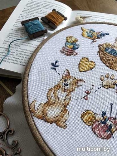 Набор для вышивания Сделай своими руками Сэмплер. Корги-озорник С-65С