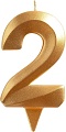 Свеча для торта Мультидом Грань Цифра 2 МС5-12 (золото)