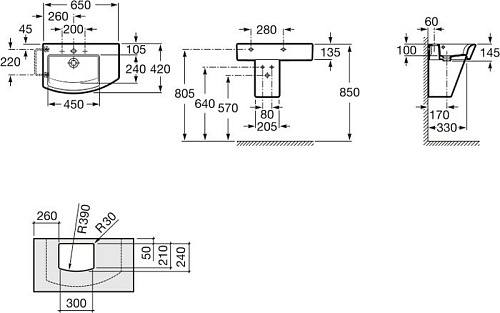 Умывальник Roca Hall 65x42 327620000