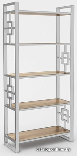 Стеллаж Hype Mebel Квадро 50x200 (белый/дуб галифакс натуральный)